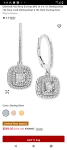 Diamond Halo Drop Earrings (1/2 ct. t.w.) in Sterling Silver Brand New w/Tag$700 - Picture 1 of 1