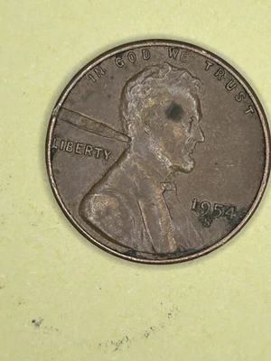 1954 S Lincoln Wheat Penny, UNC Filled, 9 Cud Error C3267 - Image 1 of 2