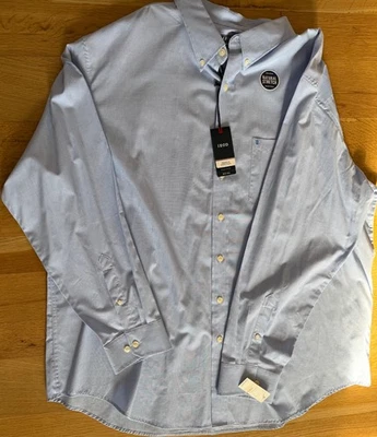 未使用带标签衬衫 IZOD 大号 & 3X 高蓝色纽扣自然弹力 — 第 1/4 张图片