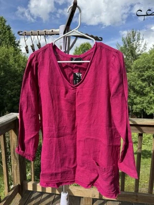 Camisa túnica Fenini de lino fucsia talla pequeña nueva con etiquetas Foto 1 de 4