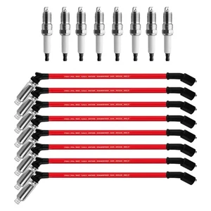 8PCS Spark Plugs With Wires Set for Chevy for GMC 4.8L 5.3L 6.0L V8 48322 41962 - Picture 1 of 8