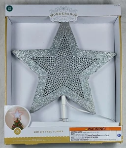NEW Wondershop Christmas LED Lit Tree Topper Lights Silver Glitter Star Remote - Picture 1 of 4