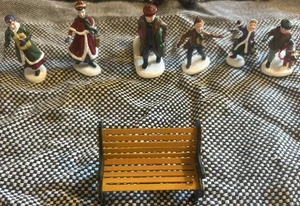 Department 56 Miniature Figurines 6 Miniatures and one park bench - Picture 1 of 23