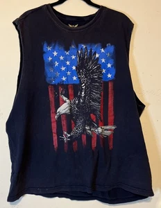 Faded Glory Bald Eagle con bandiera USA maglietta grafica senza maniche uomo 2XL - Foto 1 di 9