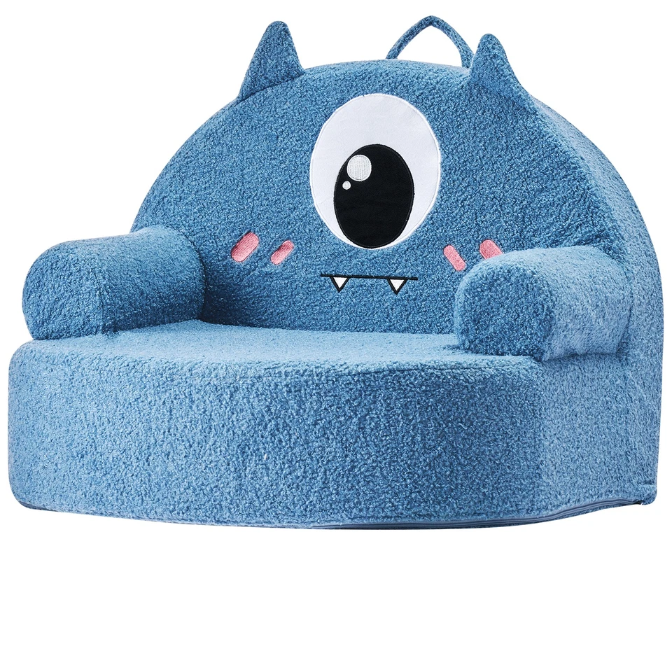 Uimoso Kids Foam Chair with Armrests, Fun Monster Design, Blue - Image 1 of 4