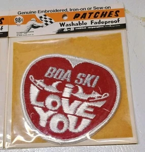 Chaqueta de moto de nieve vintage bordada I Love You parche BOA-SKI AÑOS 70 NUEVA DE COLECCIÓN - Imagen 1 de 1