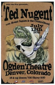 2011 Ted Nugent US Tour Poster Reproduction 11X17 Ogden Theatre Denver Colorado - Picture 1 of 1