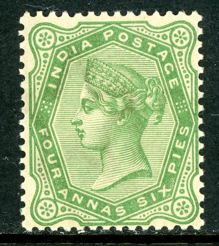 India Británica 1886 QV 1a6p Amarillo Verde SG #97 MNH N420 Foto 1 de 4