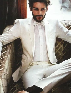 White Notch Lapel Mens Suit Party Hosting Custom Made Wedding Tuxedo Workwear - Picture 1 of 6