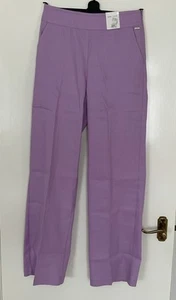 Women’s M&S Per Una Roma Rise Wide Leg Linen Blend Lilac UK10 Long NWT - Picture 1 of 8