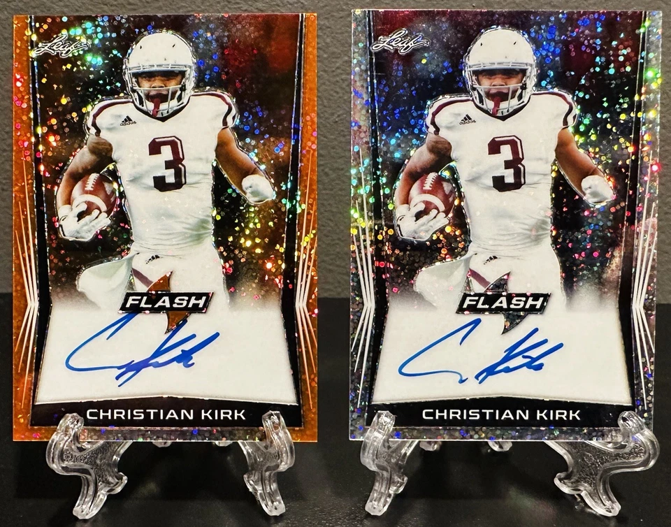 LOT (2) 2018 Leaf Flash CHRISTIAN KIRK Autos #/10 Orange Prismatic & Silver🔥RC - Image 1 of 2