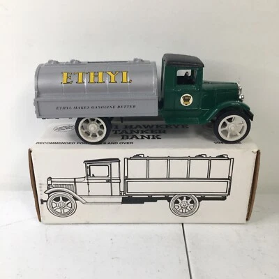 ERTL SHELL 1931 HAWKEYE GAS OIL TANKER Truck Die Cast Bank RARE ETHYL - Image 1 of 4
