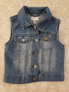 The Children's Place Small 5/6 Girl Denim Blue Jean Jacket Vest - Picture 1 of 3