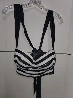 Top de bikini push up multivía a rayas negro blanco tórrido talla grande 2 nuevo con etiquetas Foto 1 de 4