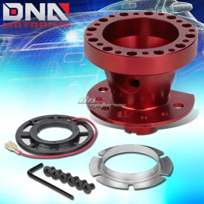 FOR 88-91 CIVIC 90-93 INTEGRA RED FULL ALUMINUM STEERING WHEEL HUB ADAPTOR KIT - Imagem 1 de 4