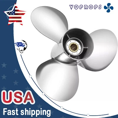 11 1/8 x 14 Stainless Boat Propeller fit Yamaha Engine 40-60HP 13tooth 14"Pitch - Image 1 of 4