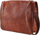 18" France Leather Vintage Genuine Messenger Shoulder Men's Satchel School Bag