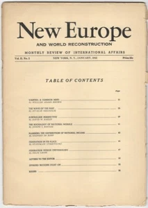 WW2 Issue - New Europe - Monthly Review of International Affairs. January 1942 - Foto 1 di 1