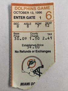 Boleto de fútbol americano de la NFL 1996 Buffalo Bills vs Miami Dolphins raro difícil de encontrar - Imagen 1 de 2