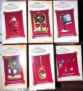 6 Vintage Hallmark Keepsake Ornaments LOT - Christmas- SANTA & HOLIDAY TIDINGS - Picture 1 of 2