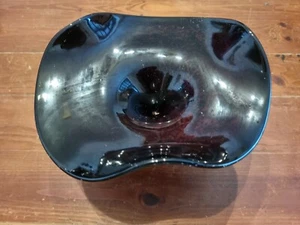 Centrotavola vetro polacco marrone scuro/marrone chiaro ciotola piatto soffiato a mano - Foto 1 di 3