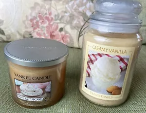 Vanilla Scented Jar Candles Yankee Candle and Village Candle SET of 2 - Picture 1 of 3