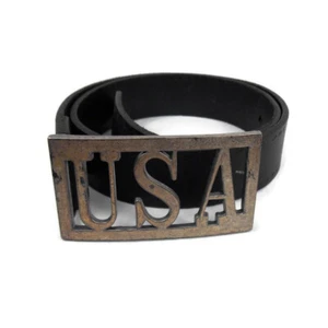 Vintage GUESS Black Leather Belt Metal USA Buckle 27" to 31" Waist Women’s - Picture 1 of 5