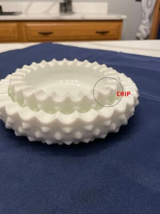 Hobnail Fenton Set of 2 Vintage Milk Glass Nesting Ash Trays - Picture 1 of 13