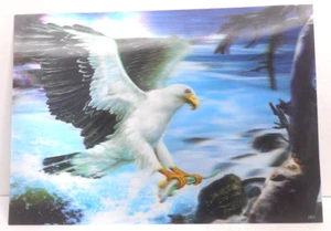 3D Wildlife HOLOGRAM Lenticular Poster Bird Catching Fish Claws Plastic Placemat - Picture 1 of 4
