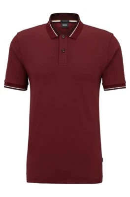 $128 Hugo Boss Men's Parlay 200 Regular Fit Polo Shirt Dark Red Size M - Image 1 of 4