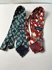 100% Silk Men?S Tie Made In Usa Bundle Of 2 Retro Vintage Business 90S Style