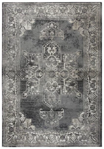 2x7 Rizzy Rugs Gray Bordered Petals Corners Runner PN6972 - Aprx 2' 3" x 7' 7" - Picture 1 of 2