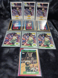 9 Shawn Kemp Rookies RC 1990-91 Hoops #279 Skybox 268 Fleer 178 Supersonics & 1