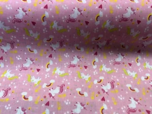 Tela Poli Algodón Rosa Unicornio 114 cm Ancho - Imagen 1 de 1