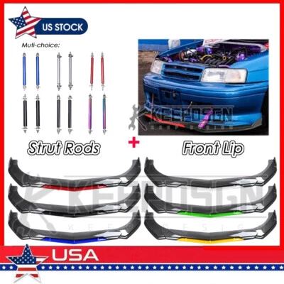 Para Toyota Tercel FIBRA DE CARBONO parachoques delantero divisor de labios piezas kit de carrocería varillas JDM Foto 1 de 4