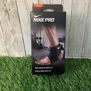 Nike Pro Ankle Sleeve 2.0 Black Sport Compression Sleeve Size M - Picture 1 of 2
