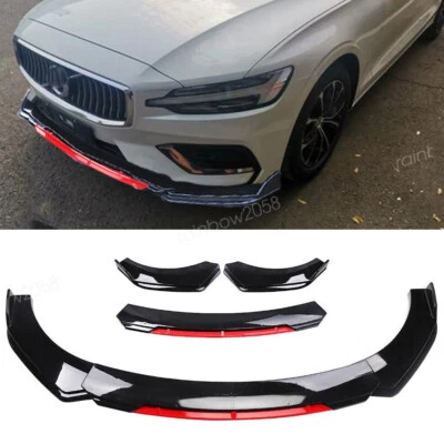 For 2014-2020 Volvo S60 S60L V60 Black+ Red Front Bumper Lip Splitter Spoiler Foto 1 de 4
