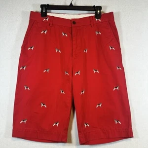 Polo Ralph Lauren Red Chino Shorts embroidered schnauzer dog print Size 31 - Picture 1 of 7