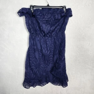 Lilly Pulitzer Womens Dress L Blue Floral Ruffled Pullover Sleeveless READ - Picture 1 of 14
