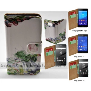 For Sony Xperia Series - Colour Smoke Theme Print Wallet Mobile Phone Case Cover - Picture 1 of 1