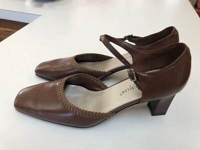 Andrew Geller Magic Tacones Cuero Marrón Correa al Tobillo Tacones - Talla 9.5 M NUEVO Foto 1 de 4