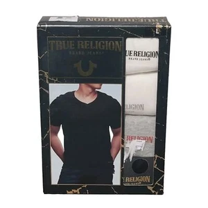 True Religion T-Shirts 4er Pack V-Ausschnitt Herren Large (42-44) Baumwolle Mehrfarbig T-Shirts - Bild 1 von 10