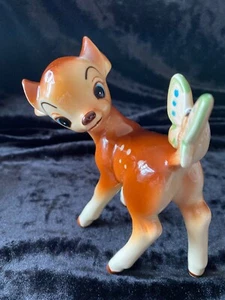 Vintage BAMBI Disney Productions Green Butterfly Figurine Ceramic Japan - Imagen 1 de 5