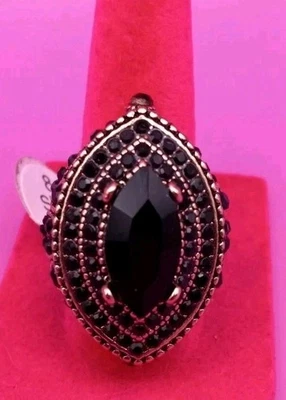  Anillo llamativo estilo turco ónix negro 925 talla 8 Foto 1 de 4