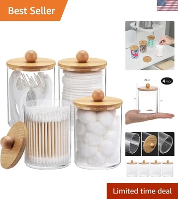 Qtip Soporte Organizador Paquete de 4 Contenedores de Almacenamiento de Baño de Plástico Transparente con B... Foto 1 de 4