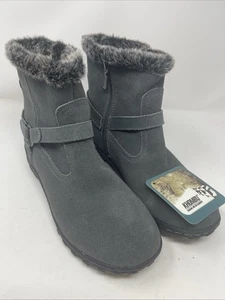 Khombu Damenstiefel Wildleder Kunstfell gefüttert grau Größe 10 seitlicher Reißverschluss NEU mit Karton - Bild 1 von 14