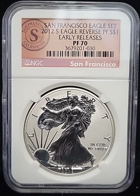2012 S Reverse Proof Silver Eagle NGC PF70 | Early Releases | Flawless PR70 - Image 1 of 4