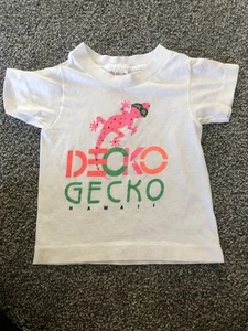 VTG Kids 90s Decko Gecko Hawaii Shirt 2-4 White Neon Softee USA Single Stitch B1 - Picture 1 of 5