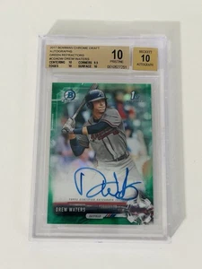 2017 Bowman Chrome Draft DREW WATERS RC Green REFRACTOR AUTO /99 - BGS 10/10 - Picture 1 of 1