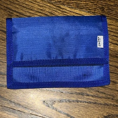  VTG 1970s LEVI'S WALLET TRIFOLD NYLON BLUE LOGO TAB HOOK & LOOP RETRO HIPPIE  - Image 1 of 4